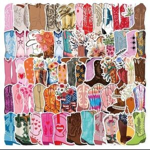 60 Cowgirl Boot Stickers Colorful Western Boots Cowboy